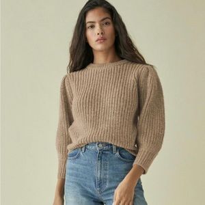 REFORMATION Moneta Alpaca Puff Sleeve Sweater in light brown